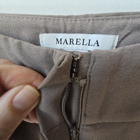 MARELLA ITALY WIDE FLARE LEGS Pants Coffee Mushroom Tan Size S 2 - Picture 5 of 6